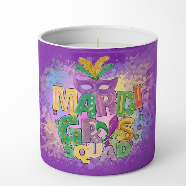 Carolines Treasures 3.75 x 3.25 in. Unisex Mardi Gras Squad 10 oz Decorative Soy Candle WDK4654CDL - main